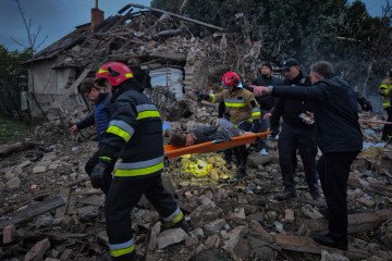 A view of the damage and destruction after Russian attack involving drones and cruise missiles in Lviv, Ukraine on October 5, 2025. Illustrative photo. (Source: Getty Images)