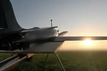 The Griffen jet-powered interceptor drone prepares for launch during testing. (Source: Firebolt Engineering) The Griffen jet-powered interceptor drone prepares for launch during testing. (Source: Firebolt Engineering)