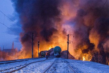 Emergency crews respond to a fire at a rail station in Novovyatkinsky District, Kirov Region, Russia. Illustrative photo. (Source: Getty Images)