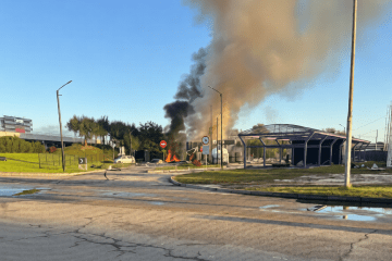 Fire and thick smoke rising from Ukrnafta gas station in Kyiv following a Russian drone attack on September 23, 2026. (Source: Kyiv INFO/Telegram)