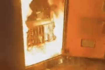 A railway control cabinet burns during an operation by the ATESH partisan movement along the Donetsk–Melitopol railway line. (Source: ATESH) A railway control cabinet burns during an operation by the ATESH partisan movement along the Donetsk–Melitopol railway line. (Source: ATESH)