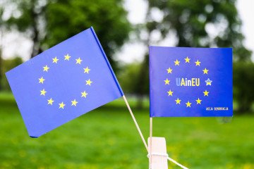 European flags are seen during European Picnic organized in Krakow, Poland on May 7, 2022. (Source: Getty Images)