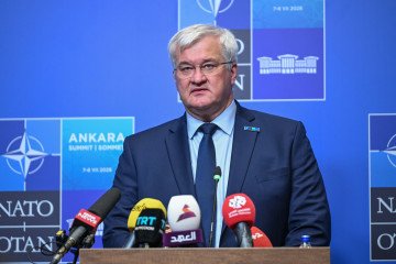 At NATO, Ukraine Pushes for More Anti-Ballistic Missiles While Committing to Domestic Production Ukrainian Foreign Minister Andrii Sybiha holds a press conference at the Presidential Complex as part of the 36th NATO Heads of State and Government Summit in Ankara, Türkiye, on July 8, 2026. (Source: Getty Images)