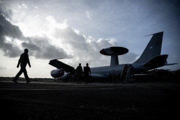 French AWACS Conducts Black Sea Reconnaissance Under Fighter Escort French AWACS Conducts Black Sea Reconnaissance Under Fighter Escort