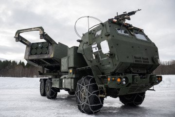 A US M142 High Mobility Artillery Rocket System (HIMARS) is on display during a demonstration near Setermoen on March 12, 2026.
