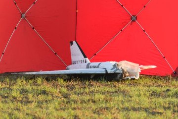 Restos dron ruso Gerbera matrícula ЫЫ32384 estrellado en Czosnówka región de Lublin Polonia incursión espacio aéreo OTAN.