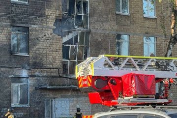 Aftermath of a Russian drone strike on a Ukrainian school.