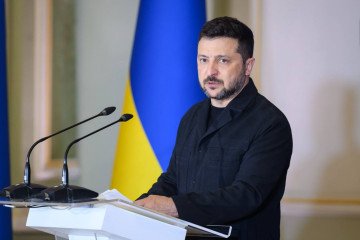 Ukrainian President Volodymyr Zelenskyy speaks to ambassadors regarding the FREYJA joint anti-ballistic missile shield. (Source: Volodymyr Zelenskyy)