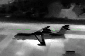 Rare Russian Be-200 amphibious aircraft moments before Ukrainian drone strike, May 15, 2025. (Source: Brovdi.Art/Facebook)