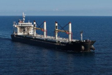 Bulk carrier MV Reyhan Sari shows visible fire damage after an attack in the Black Sea. (Photo: Medya_Rota/X)