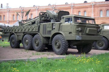 Soviet-designed 9T452 transport-loader vehicle for the BM-27 Uragan multiple launch rocket system. (Source: Wikimedia Commons)