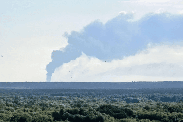 Smoke rises after a reported strike on the Vtorovo fuel pumping station in Russia’s Vladimir region.