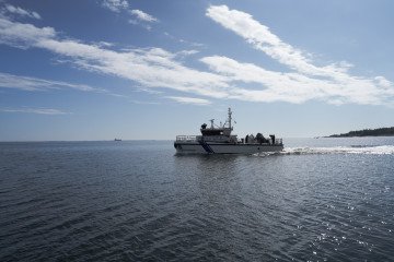 A coast guard boat moves across the water in Kotka, Finland. (Source: Getty Images)