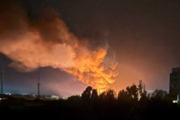 Fire at the Tyumen Oil Refinery following a Ukrainian drone strike in Tyumen, Russia, July 25, 2026. (Source: Exilenova+)
