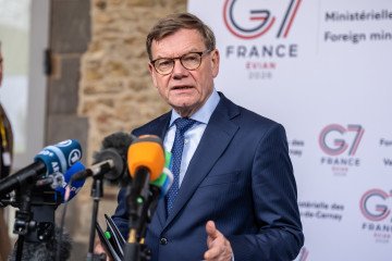 German Foreign Minister Johann Wadephul speaks during a press statement at the G7 Foreign Ministers’ Meeting in Vaux-de-Cernay, France, March 27, 2026. (Source: Getty Images)