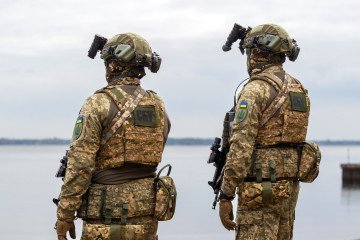 Security Service of Ukraine personnel take part in the presentation of the next-generation Sea Baby unmanned surface drone in Kyiv on October 17, 2025. Illustrative photo. (Source: Getty Images)