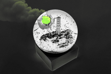 Illustrative image of a damaged containment structure at Chornobyl Reactor 4. (Source: UNITED24 Media/Oleksandr Manukians)