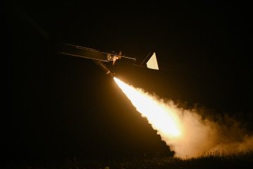 This photograph shows a Ukrainian long-range drone launched by servicemen of the 9th Kairos Battalion of the “Madyar’s Birds” from an undisclosed location in Ukraine, on May 16, 2026. This photograph shows a Ukrainian long-range drone launched by servicemen of the 9th Kairos Battalion of the “Madyar’s Birds” from an undisclosed location in Ukraine, on May 16, 2026.