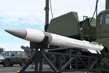 Patriot PAC-3 MSE air defense missile in Japan. Patriot PAC-3 MSE air defense missile in Japan.