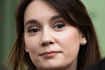 Xenia Fedorova, the former director of the French version of Russian state-run foreign language channel RT, which was banned in France after the Russian invasion of Ukraine, at the stand of French publishing house Fayard. (Source: Getty Images)