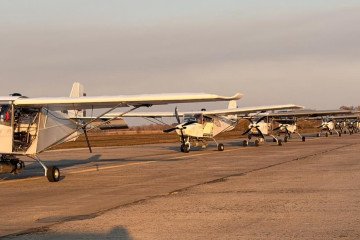 A lineup of Ukrainian Horynych reusable bomber drones before a reported strike on a Russian logistics hub near occupied Armyansk. (Source: Serhii Sternenko) A lineup of Ukrainian Horynych reusable bomber drones before a reported strike on a Russian logistics hub near occupied Armyansk. (Source: Serhii Sternenko)