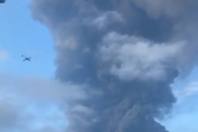 A massive plume of smoke rises above a fuel storage facility in Rybinsk, Russia’s Yaroslavl region, following a reported drone strike on June 14, 2026. (Source: Exilenova+) A massive plume of smoke rises above a fuel storage facility in Rybinsk, Russia’s Yaroslavl region, following a reported drone strike on June 14, 2026. (Source: Exilenova+)