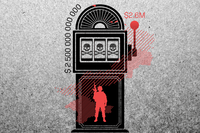 The war slot machine: every "spin" costs $2.6 million—the economic price of a single soldier's life that the Kremlin continuously pays to fuel its aggression. (Source: Oleksandr Manukians/UNITED24 Media)