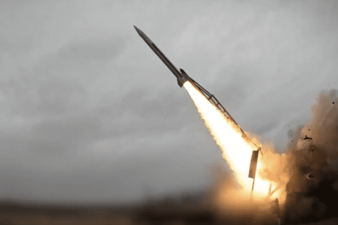 Launch of the Ukrainian FP-7 short-range ballistic missile, 2026. (Source: Fire Point)
