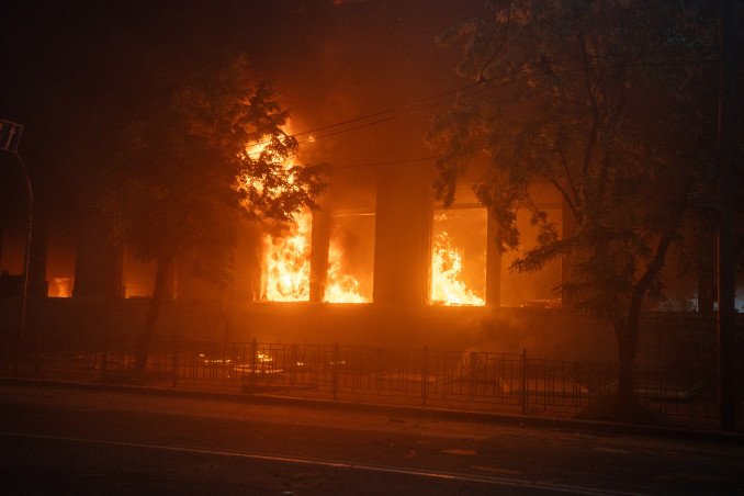 Damage to a residential building in Kyiv following a Russian ballistic missile attack on the Ukrainian capital on May 24, 2026. (Source: Getty Images) Damage to a residential building in Kyiv following a Russian ballistic missile attack on the Ukrainian capital on May 24, 2026. (Source: Getty Images)