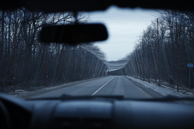 Defensive Nets Rise Near Ukraine’s Frontline to Stop Russian Drones Ukraine frontline Anti-drone nets Russian drones Battlefield defense