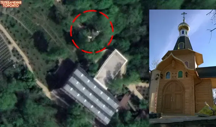 Satellite imagery and construction photos highlighting a chapel located within the Blagodat estate in Sochi, according to Telebachennia Toronto. Satellite imagery and construction photos highlighting a chapel located within the Blagodat estate in Sochi, according to Telebachennia Toronto.