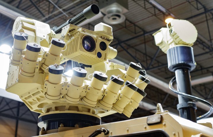 Artillery turret and periscope of a VAMTAC vehicle on display at the FEINDEF fair in Madrid, Spain, May 29, 2019. (Source: Getty Images) Artillery turret and periscope of a VAMTAC vehicle on display at the FEINDEF fair in Madrid, Spain, May 29, 2019. (Source: Getty Images)