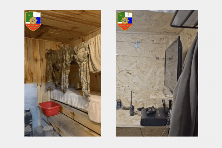 A sauna and a room with a television and a gaming console at the Vakha Battalion base. (Source: SpN “AKHMAT” Battalion “VAKHA”/Telegram) A sauna and a room with a television and a gaming console at the Vakha Battalion base. (Source: SpN “AKHMAT” Battalion “VAKHA”/Telegram)