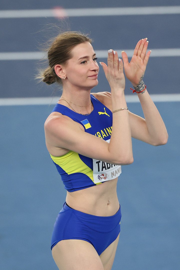 Kateryna Tabashnyk reacts during the high jump final at the 2025 World Indoor Championships in Nanjing. (Source: Getty Images) Kateryna Tabashnyk reacts during the high jump final at the 2025 World Indoor Championships in Nanjing. (Source: Getty Images)