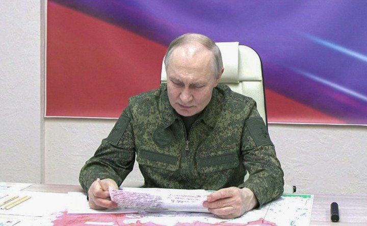 A screen grab from a video shows Russian President Vladimir Putin, dressed in military uniform, visiting a command post in Kursk, Russia, on March 12, 2025. (Source: Getty Images) A screen grab from a video shows Russian President Vladimir Putin, dressed in military uniform, visiting a command post in Kursk, Russia, on March 12, 2025. (Source: Getty Images)