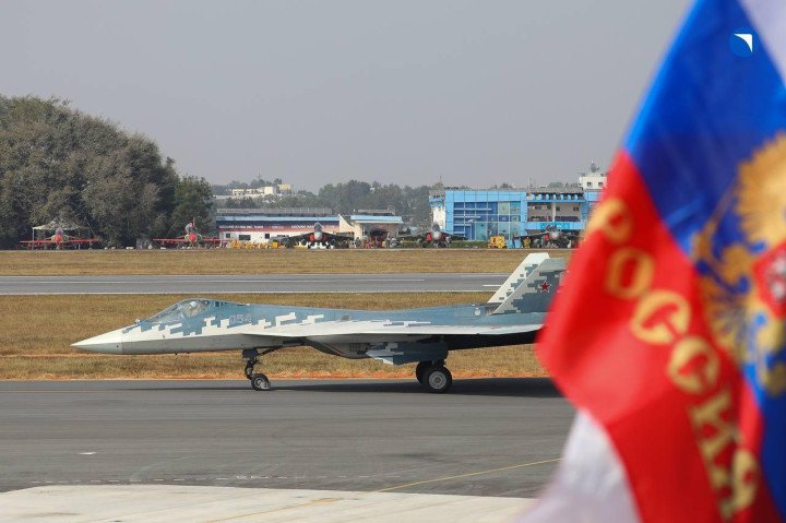 A Russian SU-57 fighter jet at an airshow in India (Source: Getty Images) A Russian SU-57 fighter jet at an airshow in India (Source: Getty Images)
