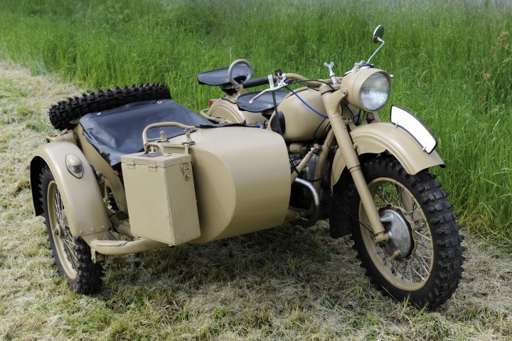 Ural M63 Soviet motorcycle with side carriage from World War II. (Source: Getty Images)