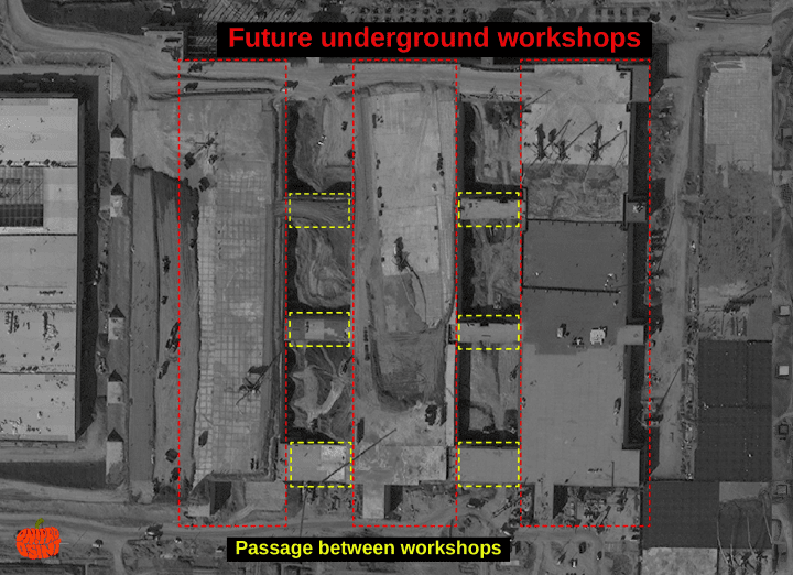 Satellite imagery shows the construction of future underground workshops at Russia’s Alabuga drone-production complex in Tatarstan.