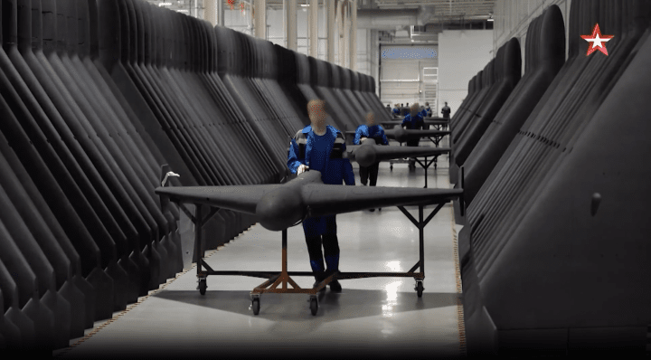 A screenshot from documentary footage aired by Russia's Zvezda TV, which claims to show Geran-2 drones inside the Alabuga factory. (Zvezda TV via CNN) A screenshot from documentary footage aired by Russia's Zvezda TV, which claims to show Geran-2 drones inside the Alabuga factory. (Zvezda TV via CNN)