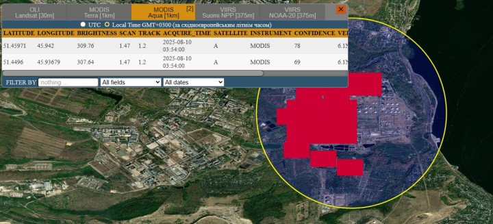 Fire at the Saratov Oil Refinery captured by NASA’s FIRMS satellite.