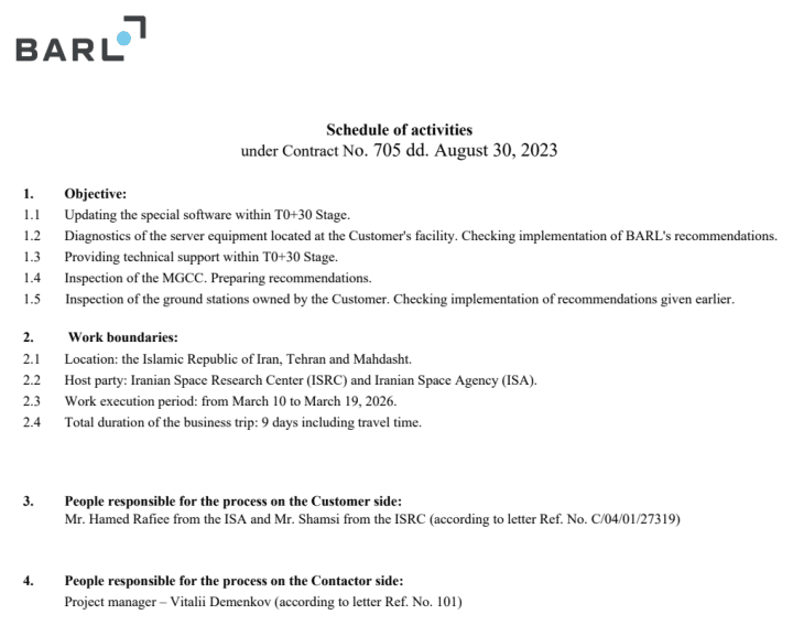 Documents on ground infrastructure maintenance, ground stations, and a BARL.