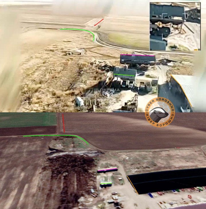 Geolocation analysis showing the site of a Russian Mi-8 helicopter destroyed by Ukrainian Hornet drones near Tarasivka, occupied Luhansk region, October 30, 2026. (Source: CyberBoroshno) Geolocation analysis showing the site of a Russian Mi-8 helicopter destroyed by Ukrainian Hornet drones near Tarasivka, occupied Luhansk region, October 30, 2026. (Source: CyberBoroshno)
