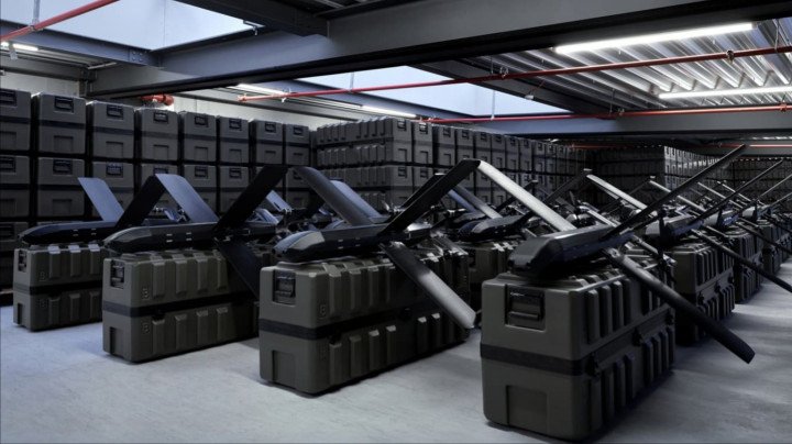 HX-2 combat drones pictured in February 2025. (Photo: Helsing)