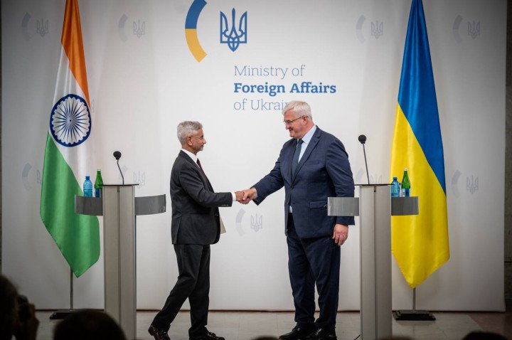Indian Foreign Minister S. Jaishankar and Ukrainian Foreign Minister Andrii Sybiha shake hands during a joint press appearance in Kyiv on September 3, 2026. (Source: Ministry of Foreign Affairs of Ukraine) Indian Foreign Minister S. Jaishankar and Ukrainian Foreign Minister Andrii Sybiha shake hands during a joint press appearance in Kyiv on September 3, 2026.