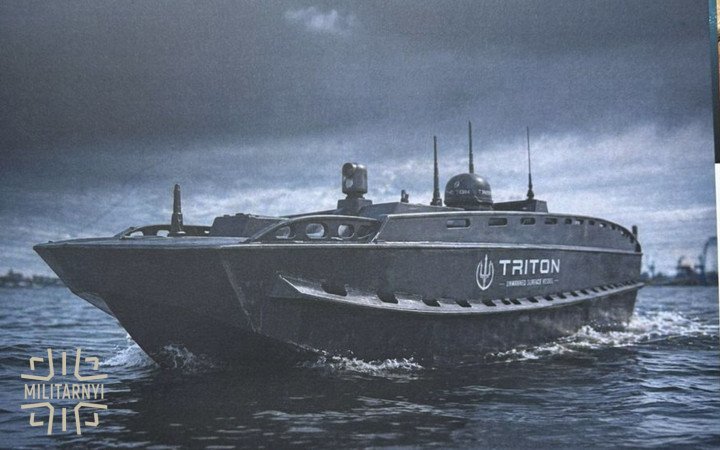 Rendering of the Triton unmanned surface vessel developed by Ukrainian company Global Mark. (Source: Militarnyi) Rendering of the Triton unmanned surface vessel developed by Ukrainian company Global Mark. (Source: Militarnyi)