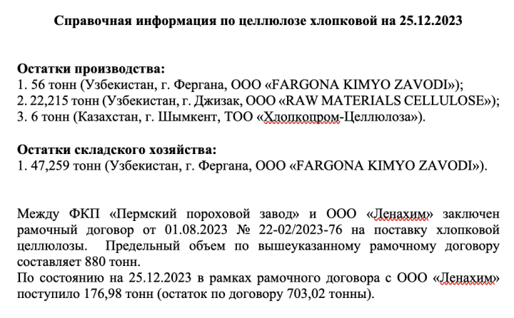 letter detailing order volume 