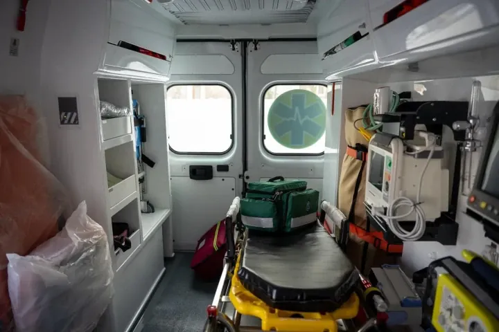 Interior view of one of the donated ambulances, equipped for emergency medical care during patient transport. (Source: MOH)