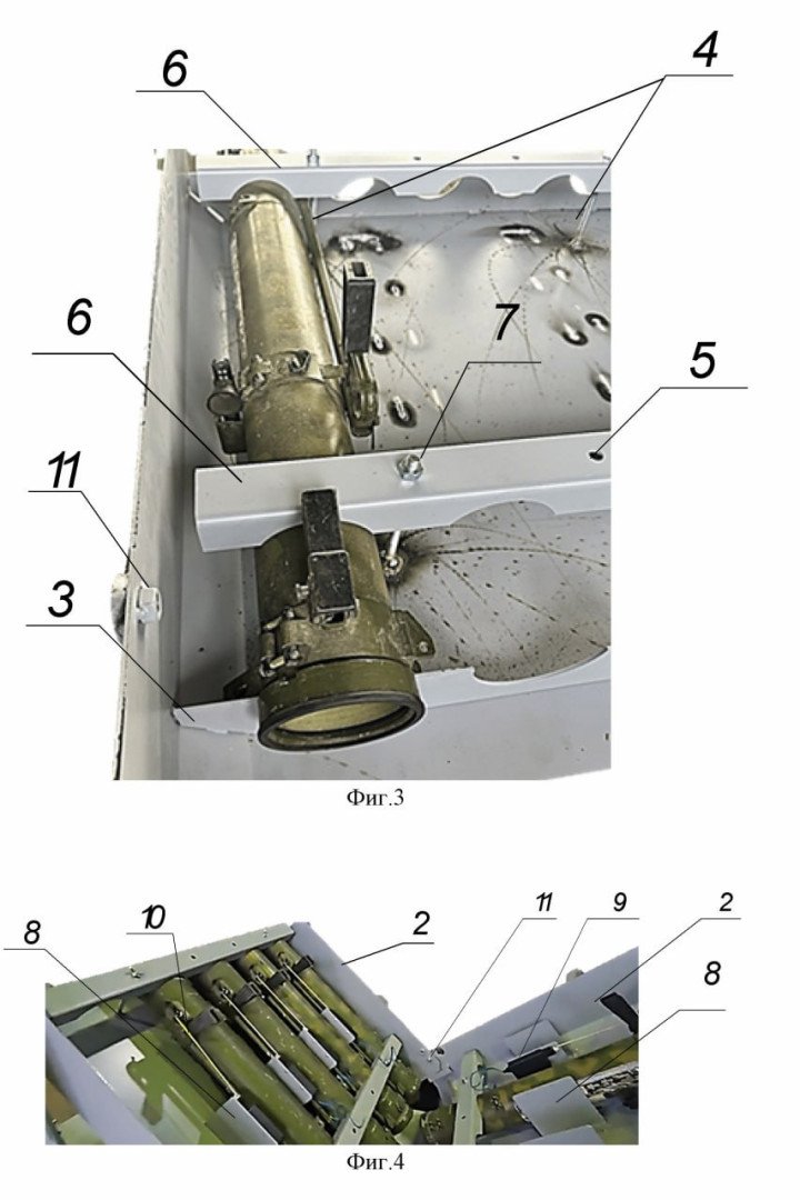 Close-up of the launcher compartment showing disposable rocket launchers mounted inside the “mini-Solntsepyok” robotic system. (Source: BTVT.INFO) Close-up of the launcher compartment showing disposable rocket launchers mounted inside the “mini-Solntsepyok” robotic system. (Source: BTVT.INFO)