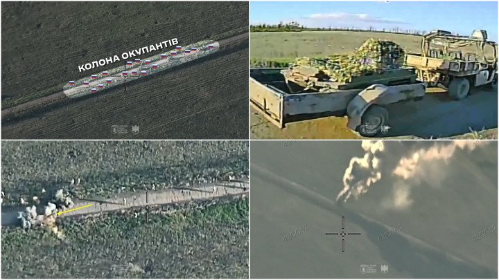 Ukrainian FPV drones strike a Russian assault column on the approaches to Chasiv Yar in the Donetsk region, May 2026. (Source: Militarnyi / 24th Separate Mechanized Brigade)