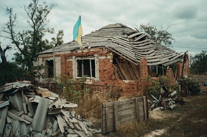 The brothers' house, which was completely destroyed by Russian forces. Dovhenke, Ukraine. October, 2025. Photo by Joshua Olley/UNITED24 Media.